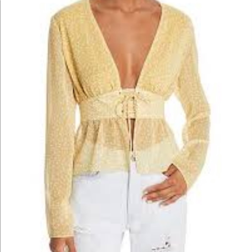 The East Order Floral Yellow Blouse Size Large